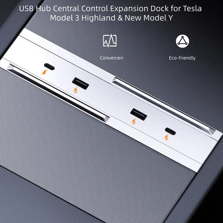 CUTIM USB Hub Central Control Expansion Dock for Tesla Model 3 Highland & New Model Y