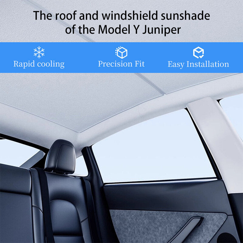 CUTIM Summer Comfort Pack: Roof & Windshield Shades for Model Y Juniper