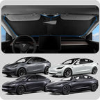 Custom-Fit Dual-Layer Thermal Windshield Sunshade for Tesla Model 3 & Model Y – Heat & UV Protection