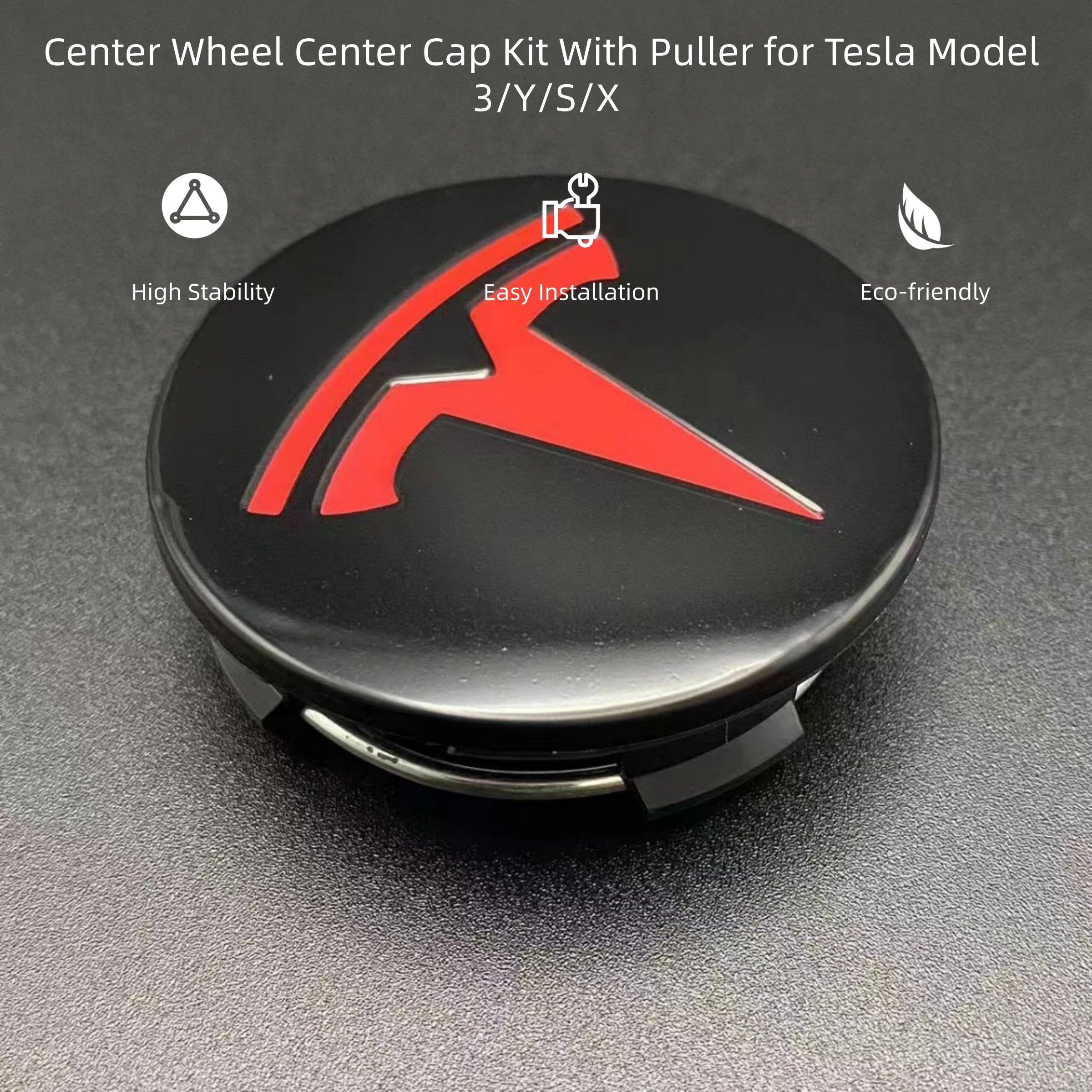 CUTIM Center Wheel Center Cap Kit With Puller for Tesla Model 3/Y/S/X