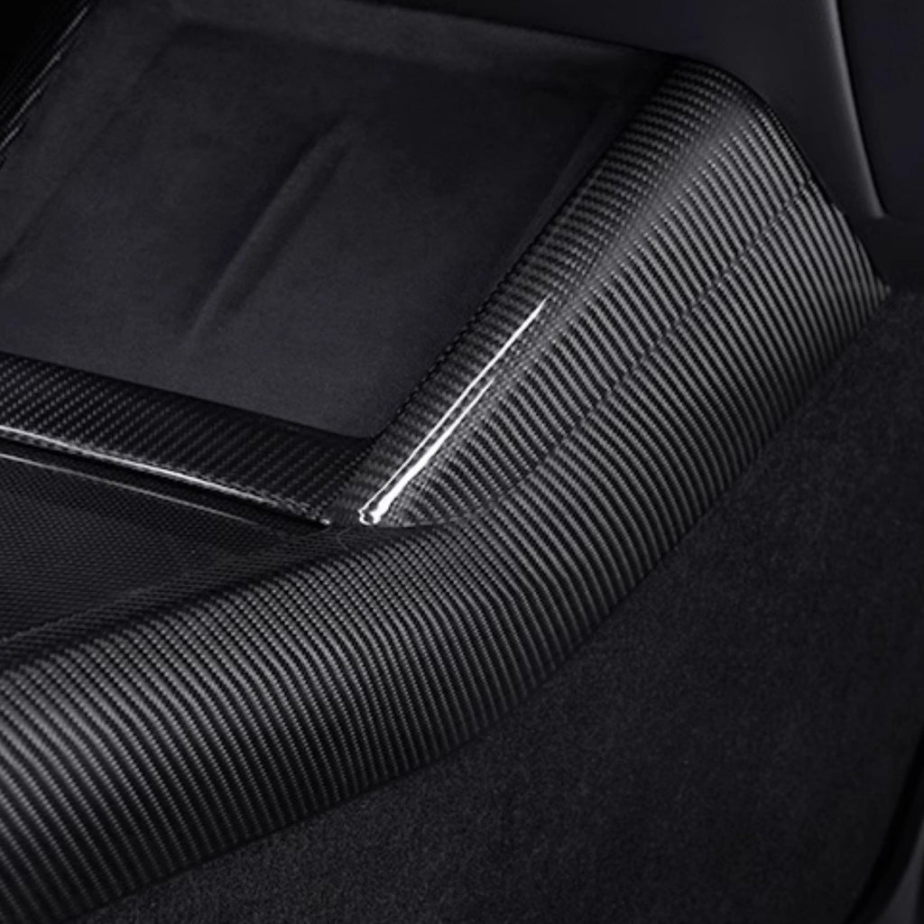 Real Dry Carbon Fiber Center Console Combo Side Panel & Charging Pad Overlay for Model 3 Highland & New Model Y