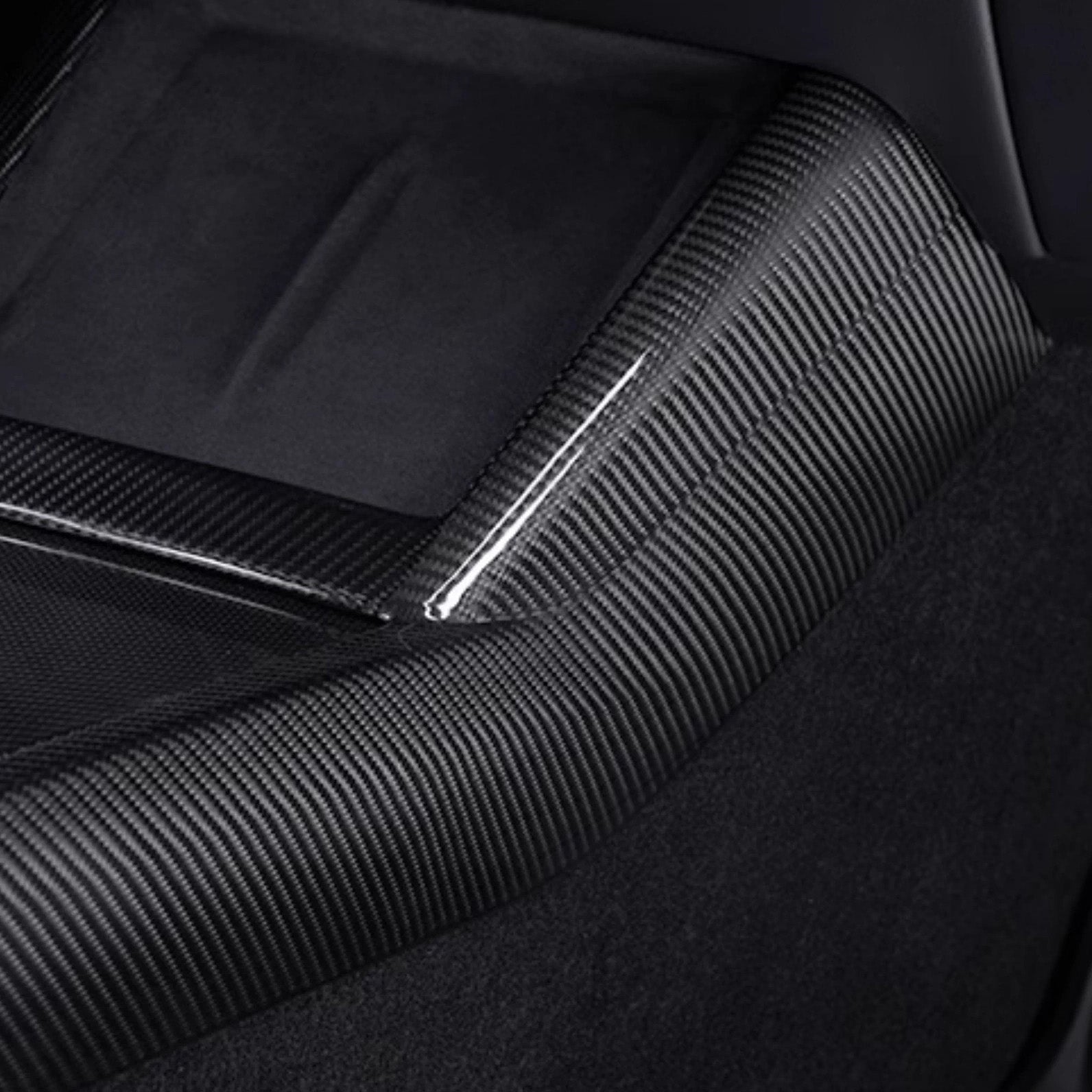 Real Dry Carbon Fiber Center Console Combo Side Panel & Charging Pad Overlay for Model 3 Highland & New Model Y