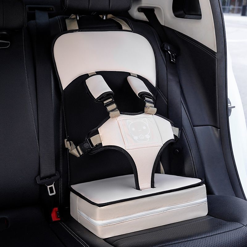 Tesla Child Safety Seat Portable Car Cushion – white variant – angle view