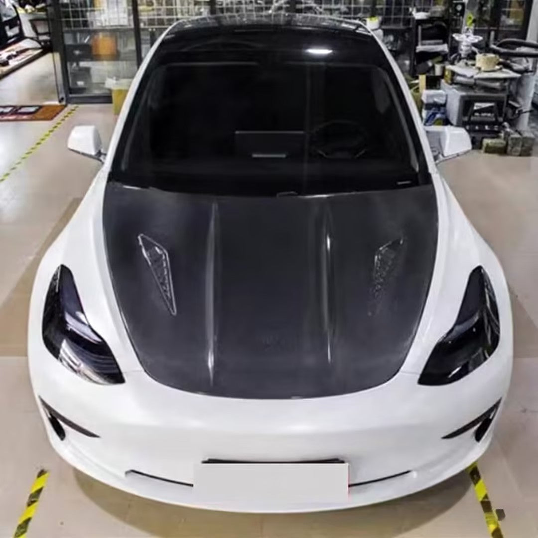 Carbon Fiber Hood Front Engine Cover Modification Body Kit for Tesla Model 3 / Y