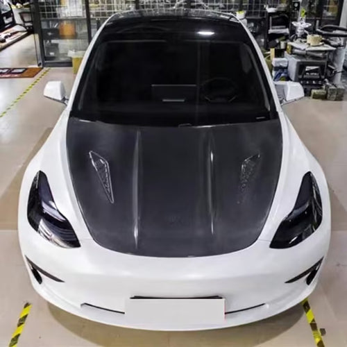 Carbon Fiber Hood Front Engine Cover Modification Body Kit for Tesla Model 3 / Y