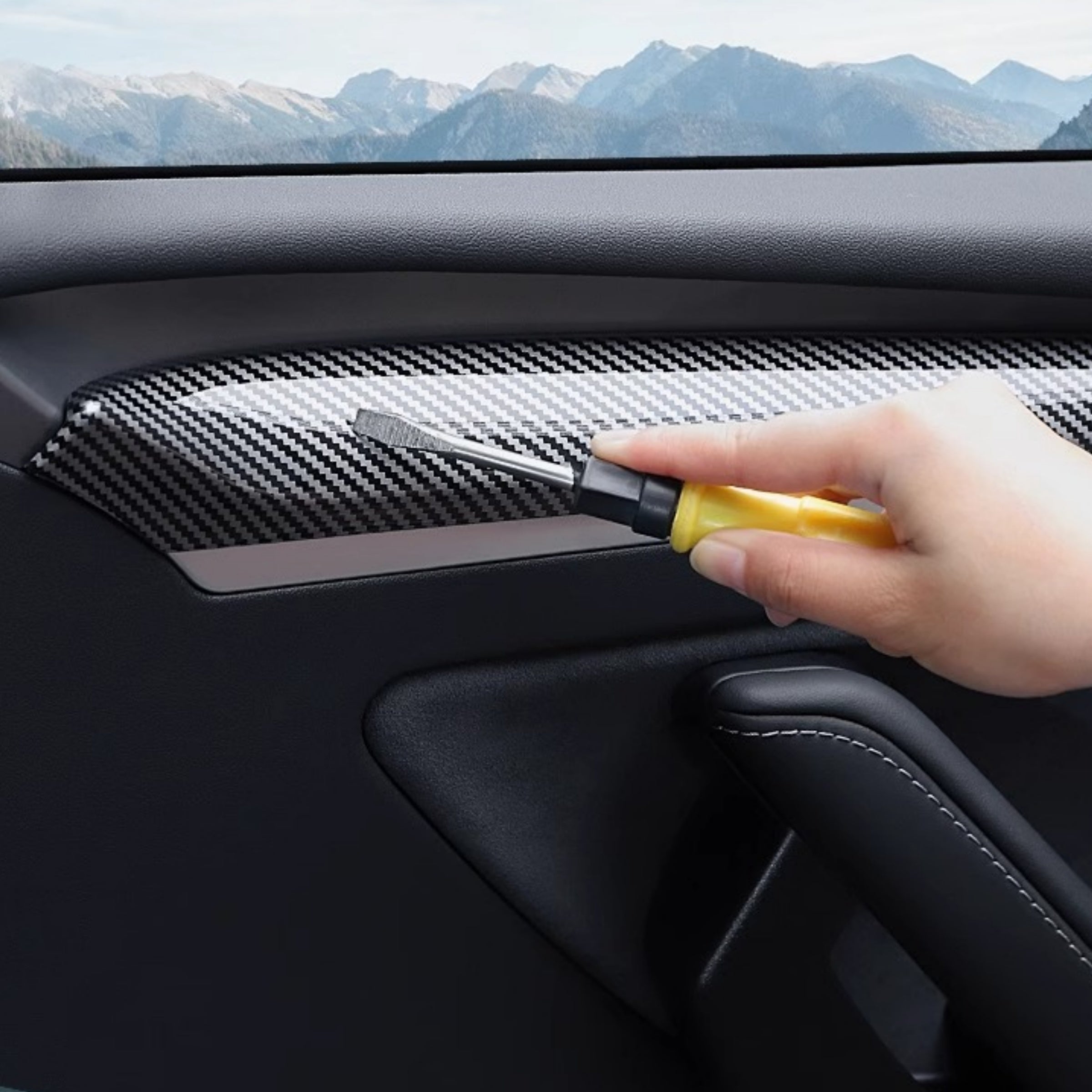 Replacement Real Carbon Fiber Door Trim Panel for Tesla Model 3/Y