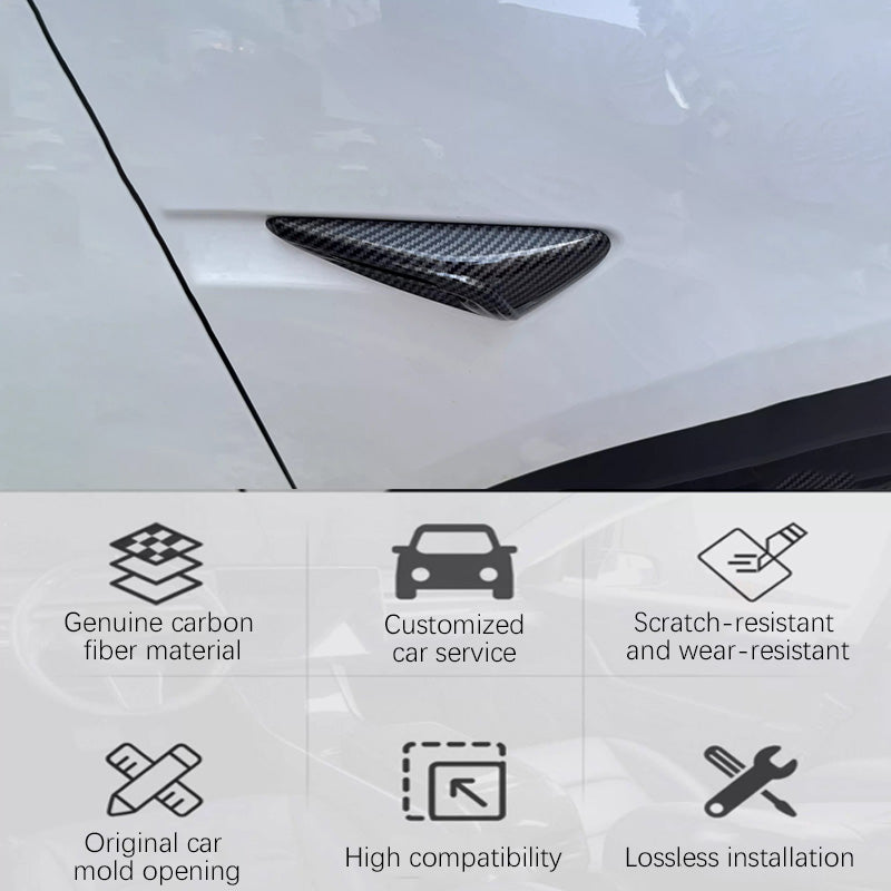 Full Side Camera Covers for Tesla Model 3 / Y – Real Carbon Fiber Exterior Mods