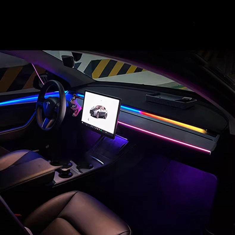 CUTIM Ultra-Sleek Tesla Model 3 & Y Ambient Lighting Kit: Dashboard & Center Console RGB Strip | CUTIM