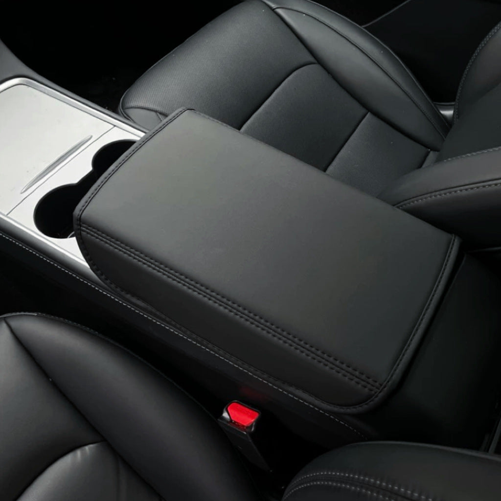 CUTIM Central Armrest Protector Cover – Suede Leather for Tesla Model Y/3