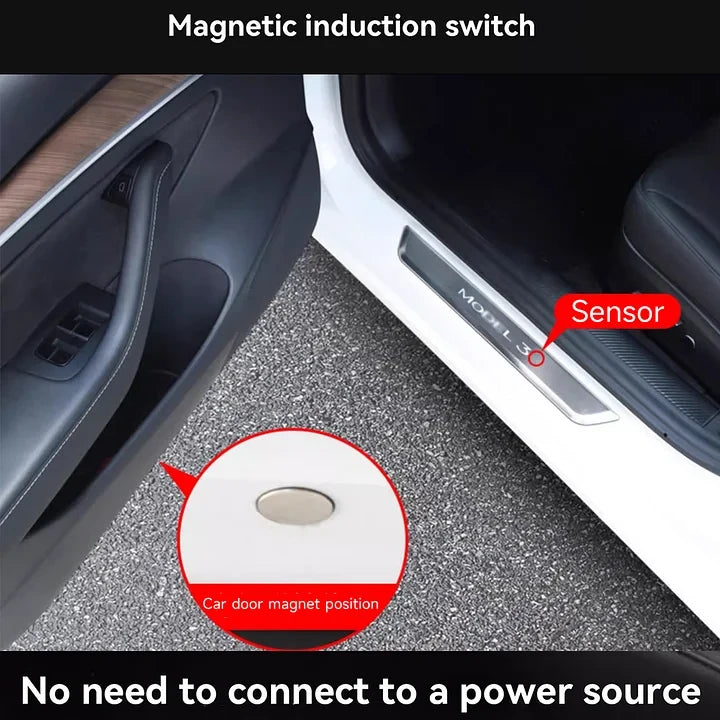 CUTIM LED Illuminated Door Sill Protector Front Door for Model 3 / Y