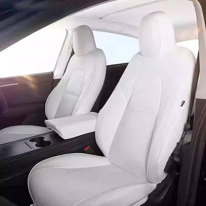 CUTIM Custom-Fit Premium Vegan Leather Seat Cover Set for Tesla Model 3 Highland & Model Y