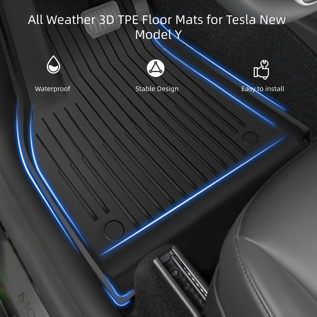 Tesla Model Y Juniper All-Weather Floor Mats – 3D TPE Interior Protection