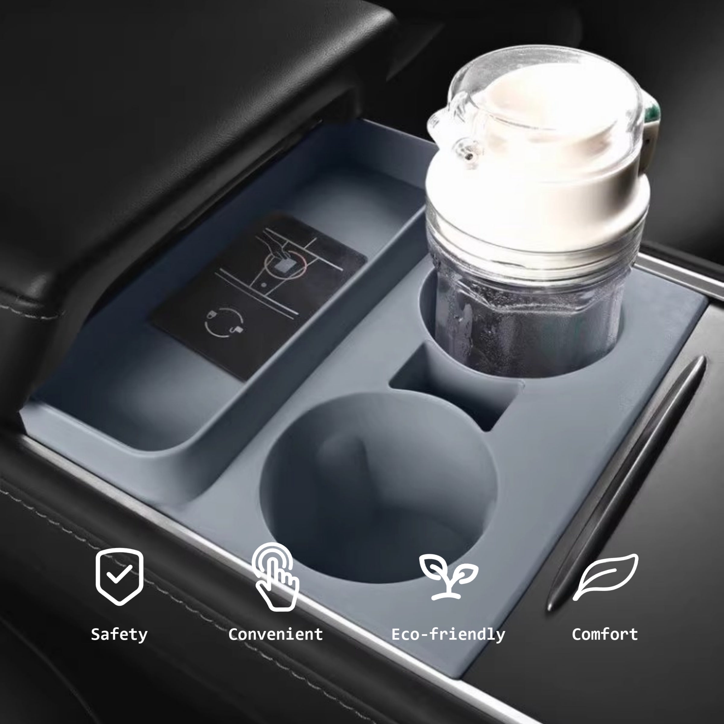 CUTIM Center Console Silicone Cup Holder For Tesla Model 3/Y
