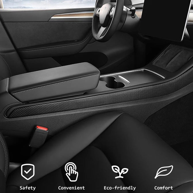 Real Dry Carbon Fiber Center Console Side Panel Overlays for Model 3 Highland / Model Y Juniper (2 Pieces)