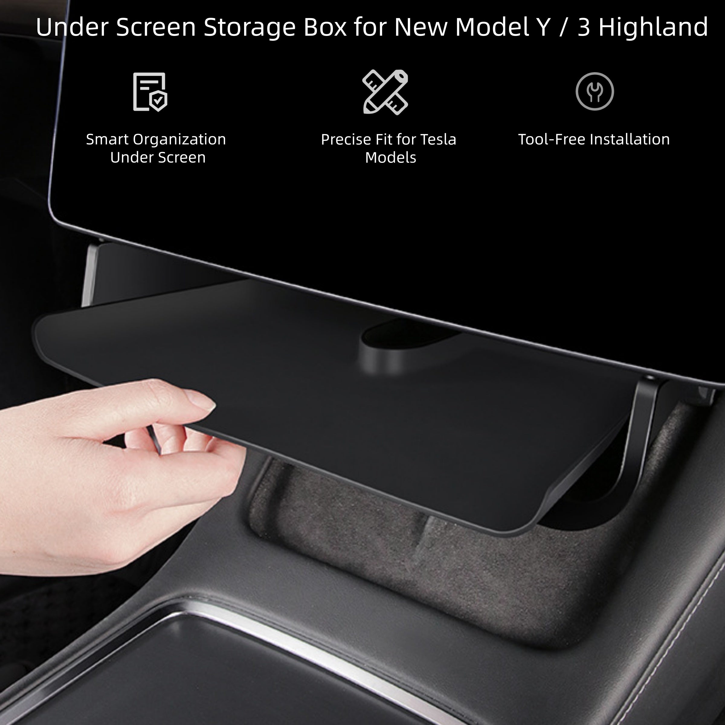 CUTIM Under Screen Storage Box for New Model Y / 3 Highland