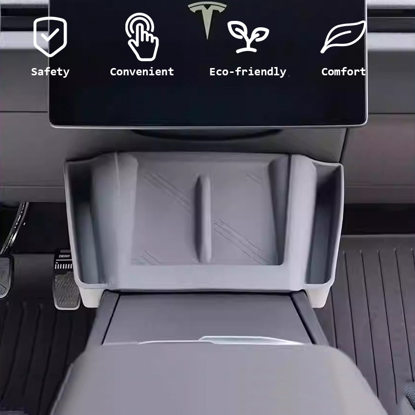 Center Console Wireless Charging Pad with Side Pockets For Tesla Model 3 Highland & Model Y Juniper