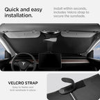 Custom-Fit Dual-Layer Thermal Windshield Sunshade for Tesla Model 3 & Model Y – Heat & UV Protection