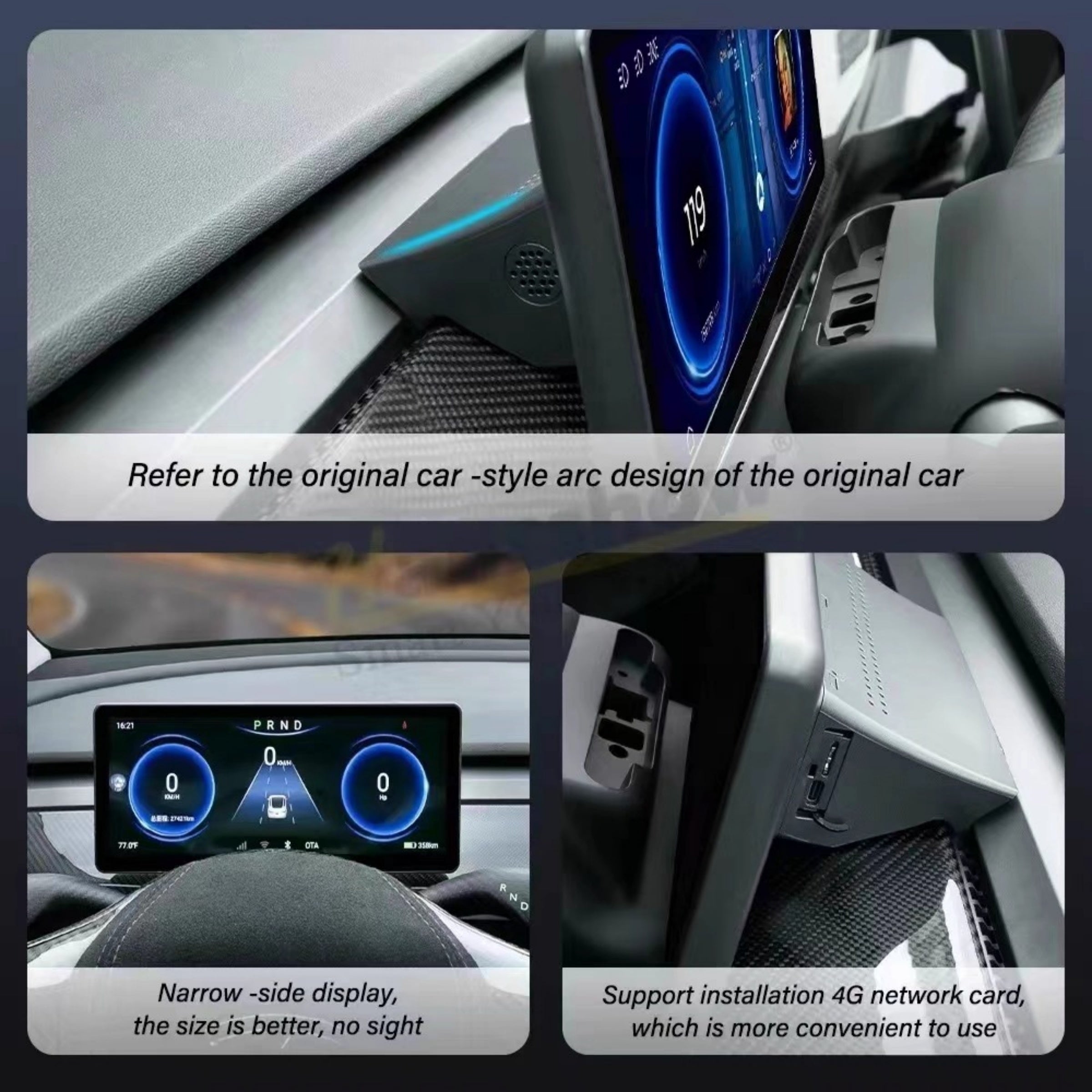 10.25" Android 4G LCD Dashboard Display Screen for Tesla Model 3 / Model Y
