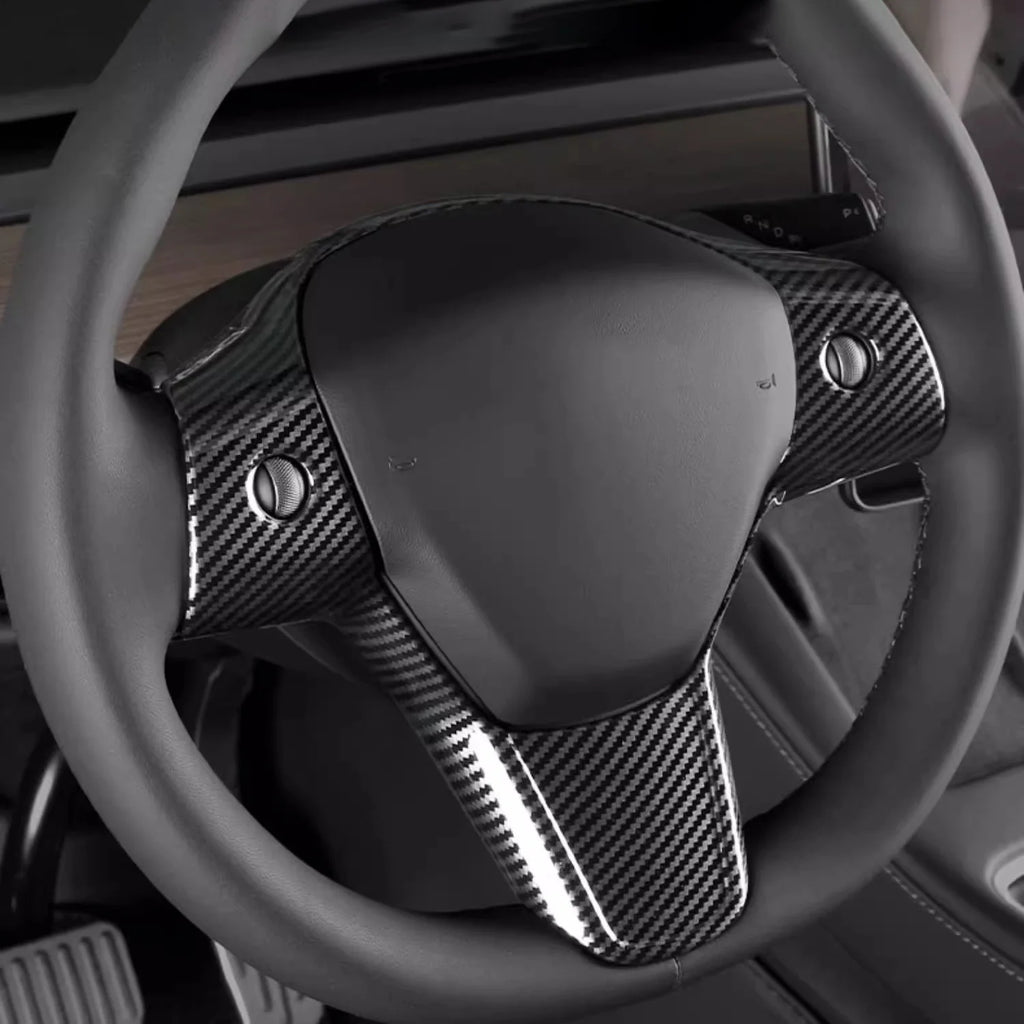 Model 3 / Y Steering Wheel Patch – Carbon Fiber Interior Mods