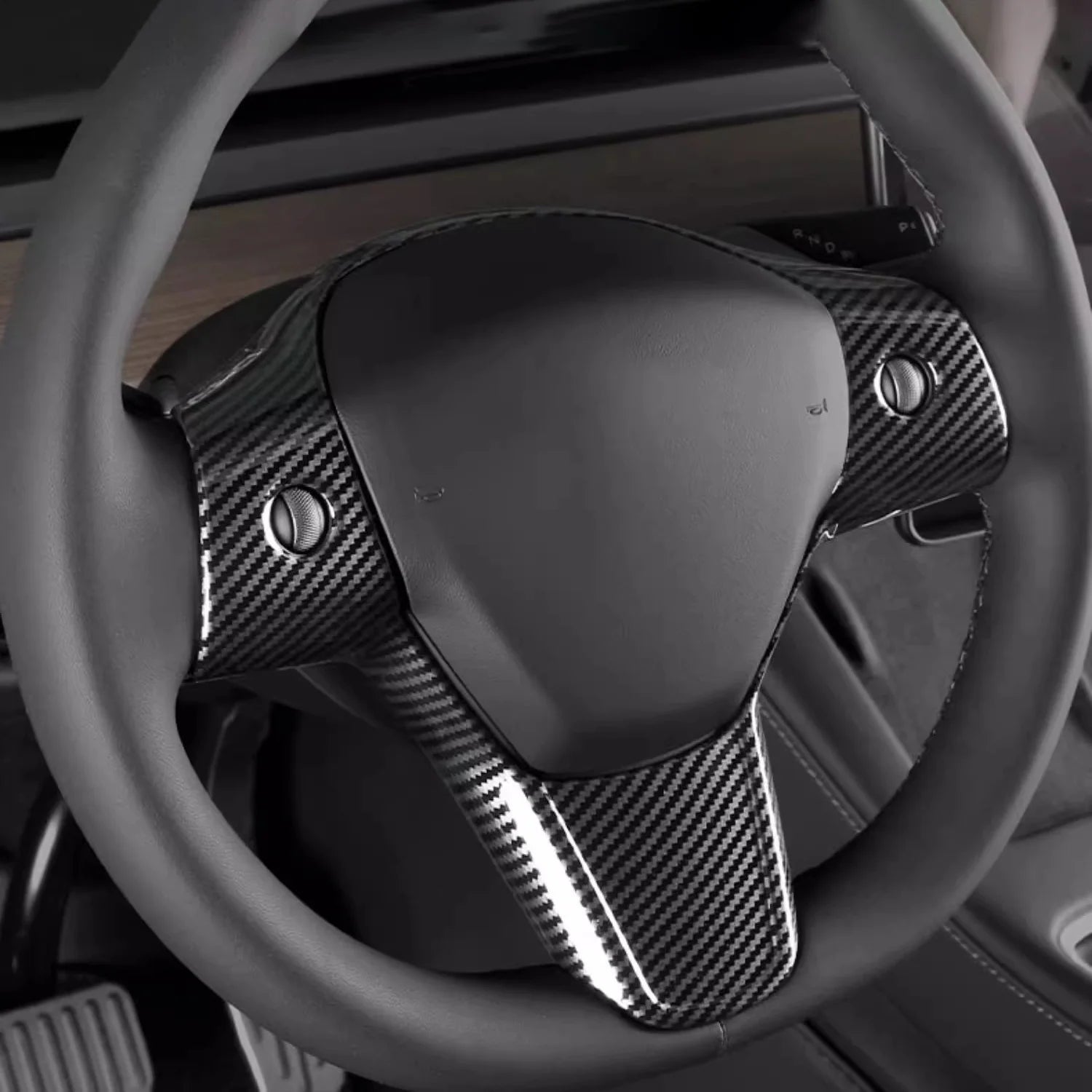 Model 3 / Y Steering Wheel Patch – Carbon Fiber Interior Mods