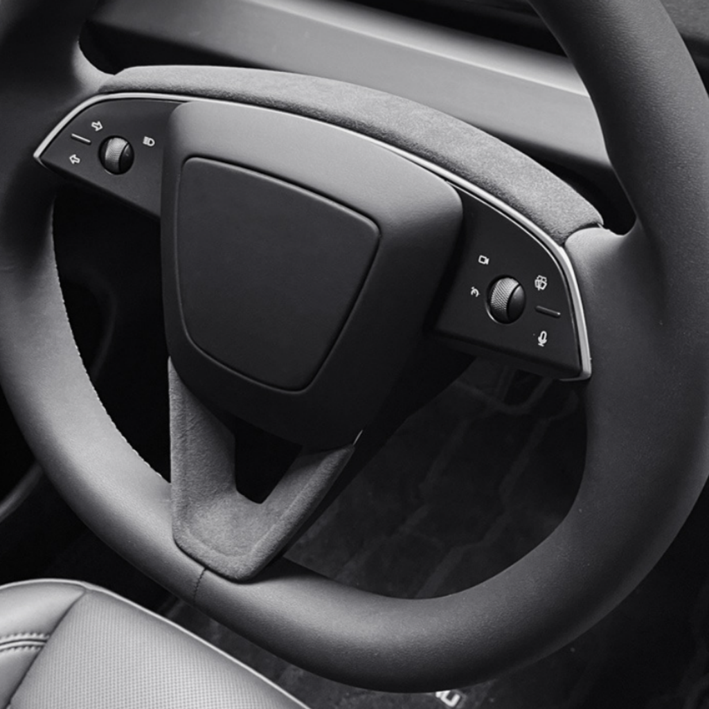 CUTIM Tumbled Leather Steering Wheel Panel for Model 3 Highland & New Model Y