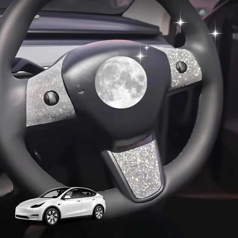CUTIM Bling Steering Wheel Buttons Decorate for Tesla Model 3 Model Y（2017-2024）