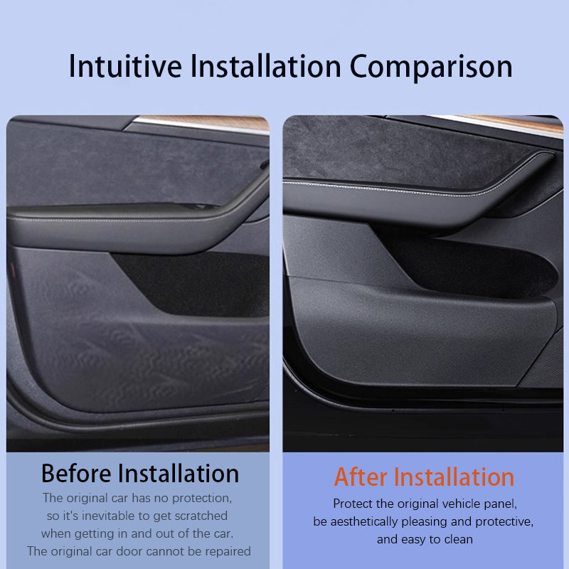 CUTIM Leather Door Protector Anti-Kick Mat for Tesla Model Y