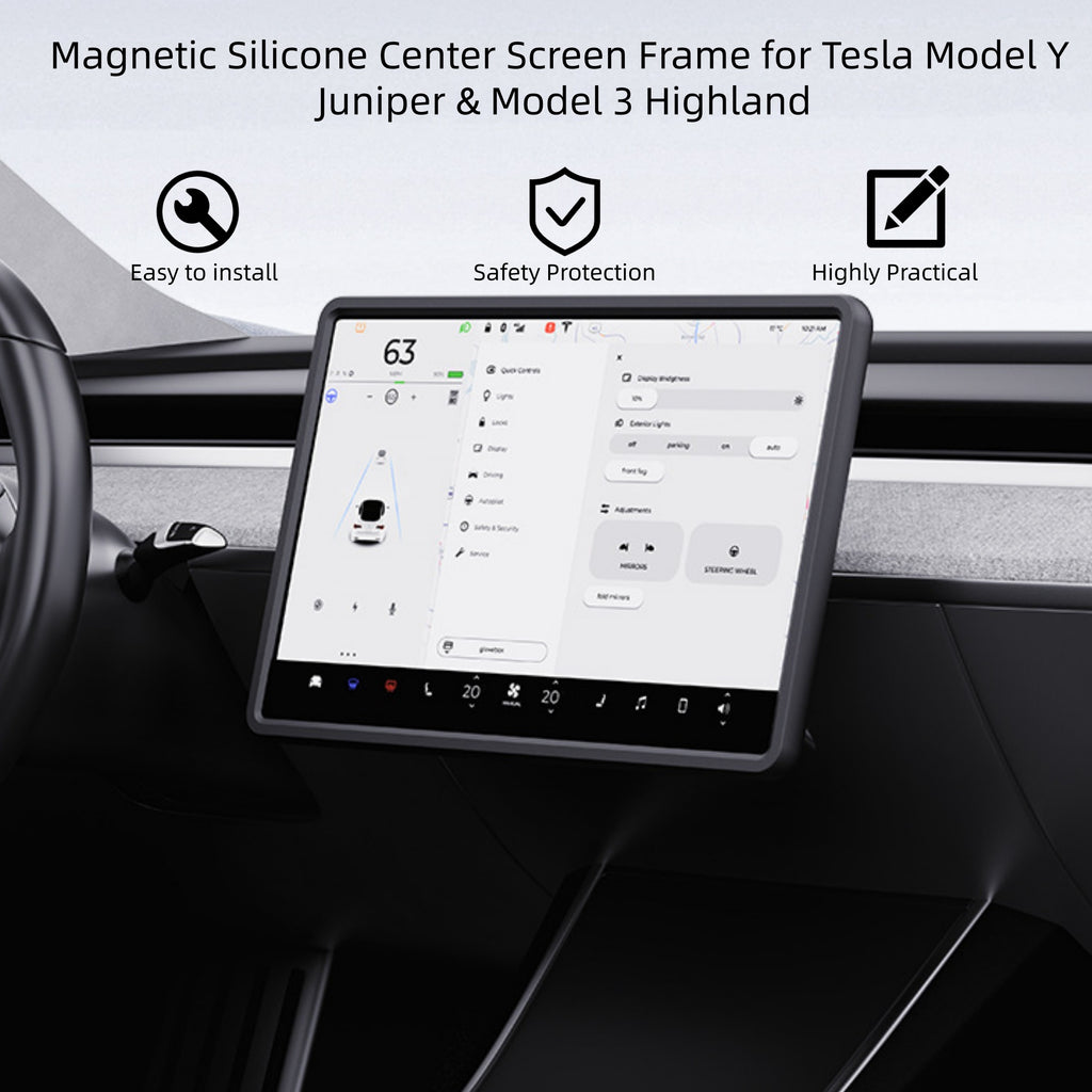 Magnetic Silicone Center Screen Frame for Tesla Model Y Juniper & Model 3 Highland