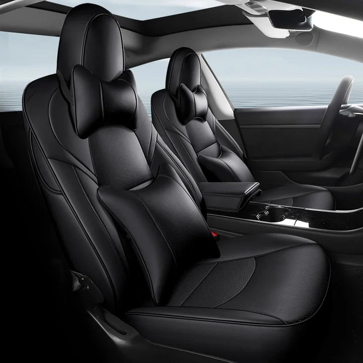 CUTIM Genuine Leather Seat Cushions All-Season Seat Covers For Tesla