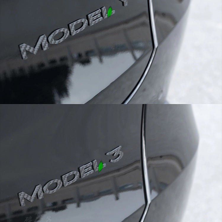 Model 3 / Y T Logo Overlay Front & Rear – Real Carbon Fiber Exterior