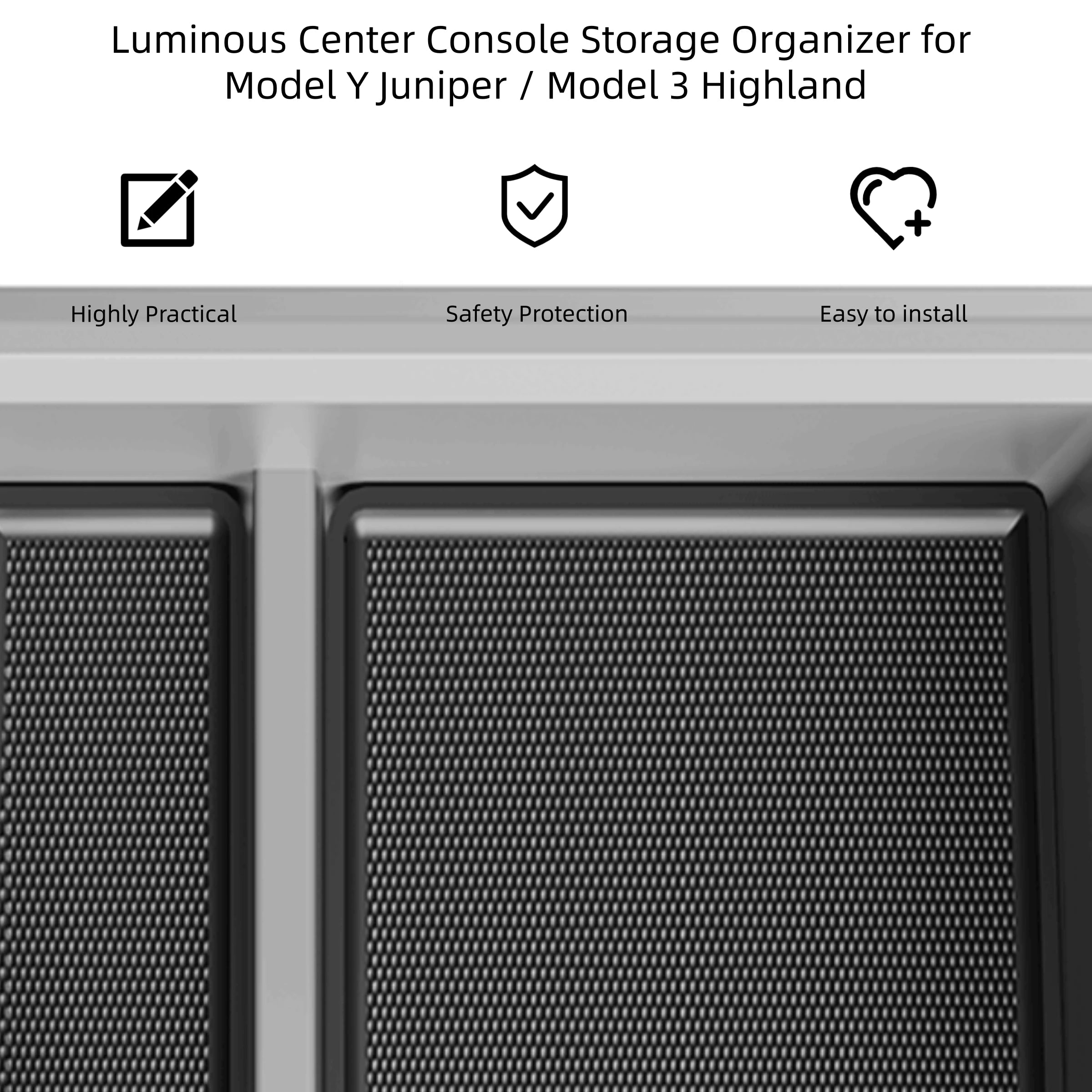 Luminous Center Console Storage Organizer for Tesla Model Y Juniper / Model 3 Highland