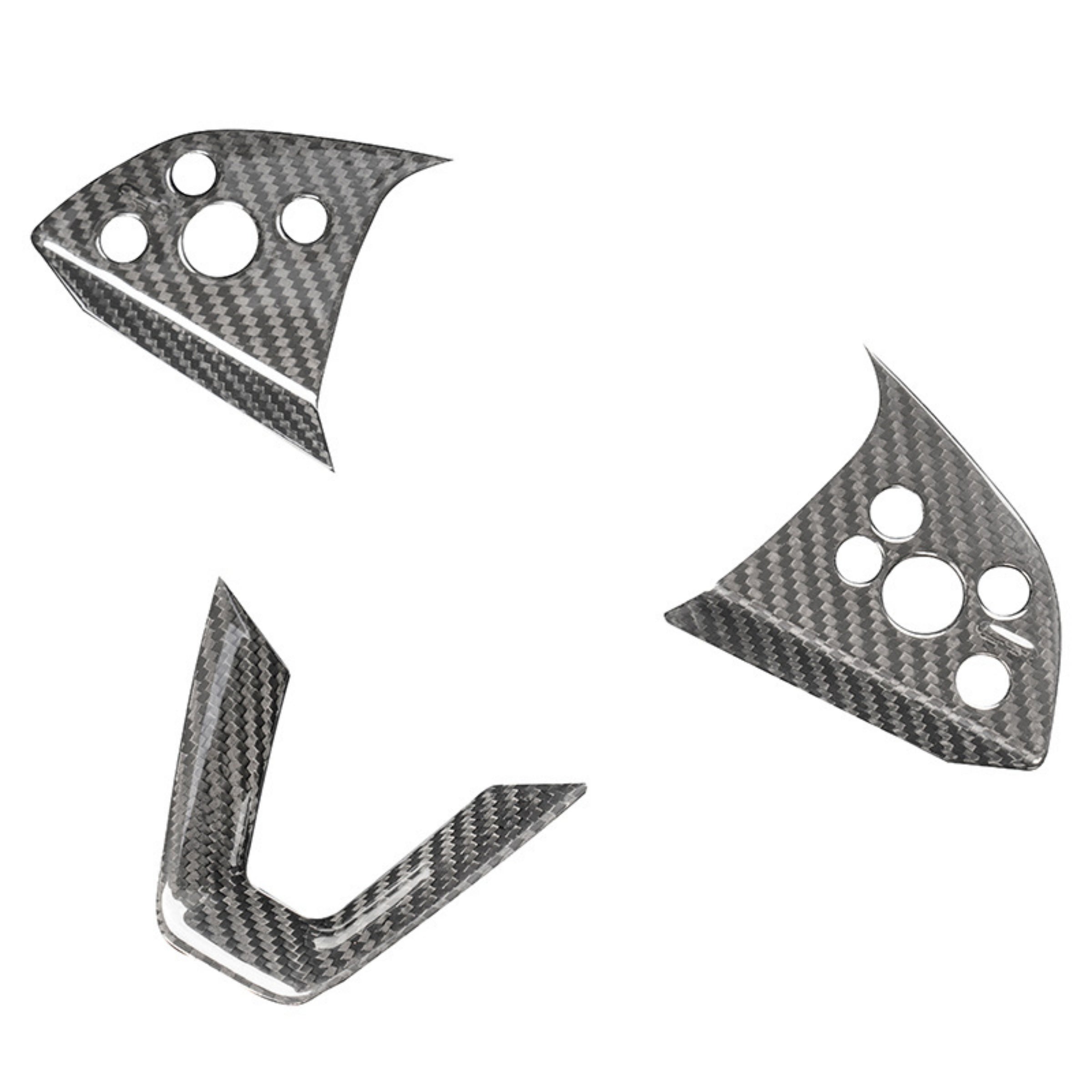 Dry Carbon Fiber Steering Wheel Trim Cover for Model 3 Highland / Model Y Juniper (3 Pieces)
