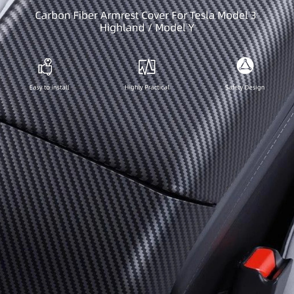 Carbon Fiber Armrest Cover for Tesla Model 3 Highland / Model Y