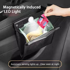 LED Car Trash Can Waterproof Leather Hanging Garbage Bag