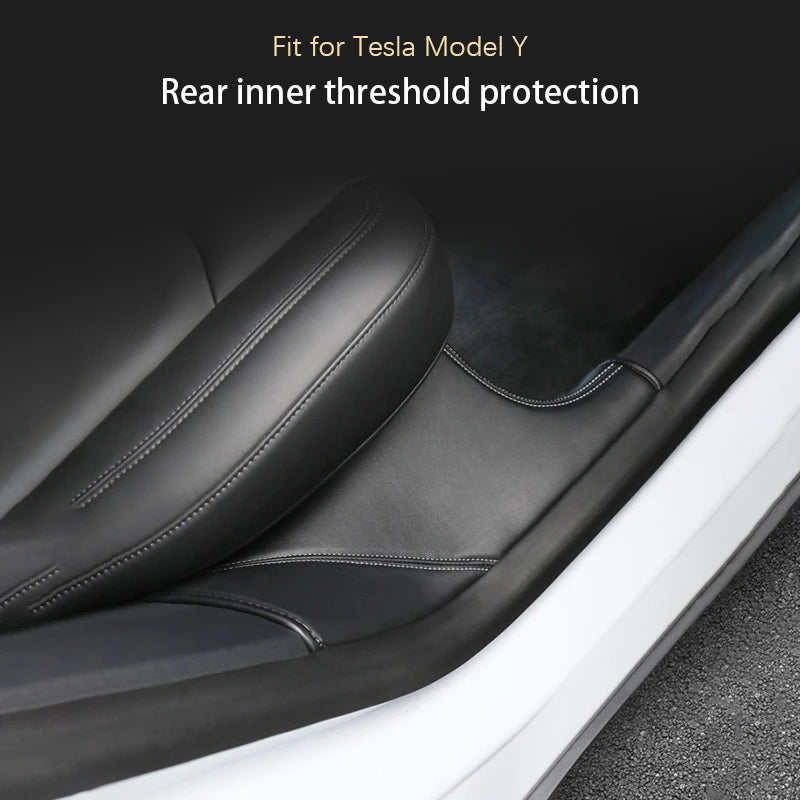 CUTIM Leather Rear Door Sill Protector for Tesla Model Y