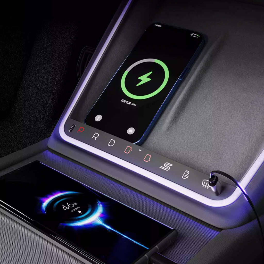 Wireless Charging Pad with Ambient Touch Buttons for Model Y Juniper & Model 3 Highland