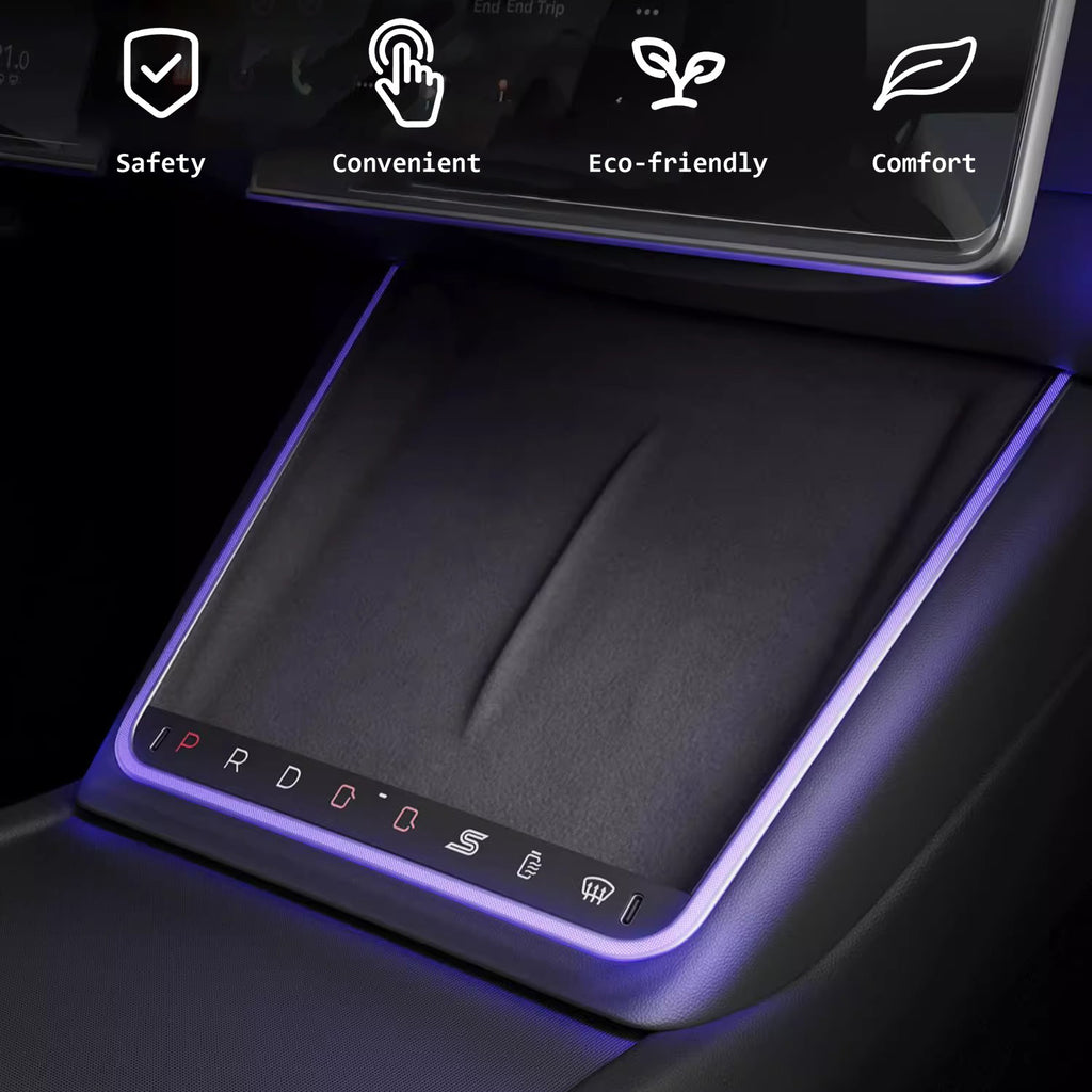 Wireless Charging Pad with Ambient Touch Buttons for Model Y Juniper & Model 3 Highland