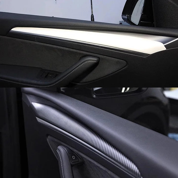 Carbon Fiber Door Panel Trim for Tesla Model 3 / Model Y (2-Piece Set)