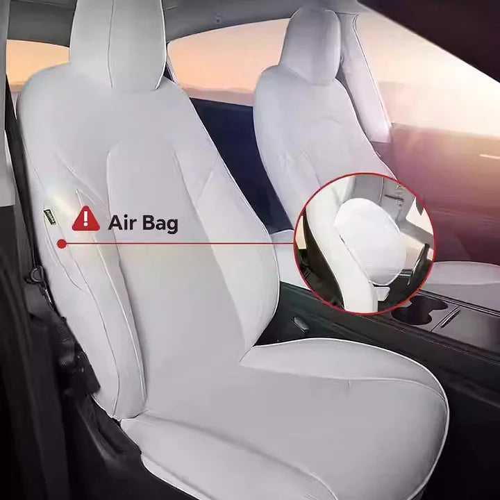 CUTIM Custom-Fit Premium Vegan Leather Seat Cover Set for Tesla Model 3 Highland & Model Y