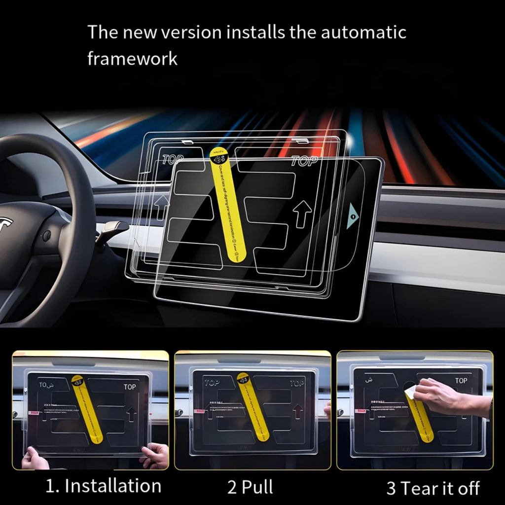 CUTIM Front & Rear Display Tempered Glass Screen Protector for Model Y Juniper / 3 Highland