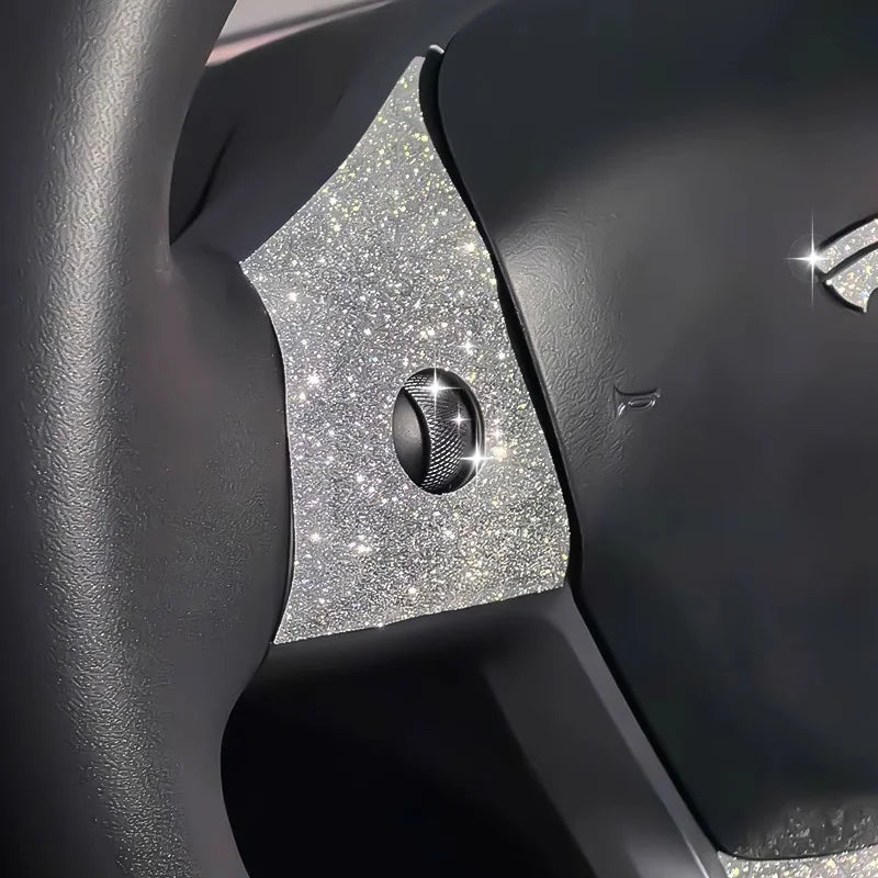 CUTIM Bling Steering Wheel Buttons Decorate for Tesla Model 3 Model Y（2017-2024）