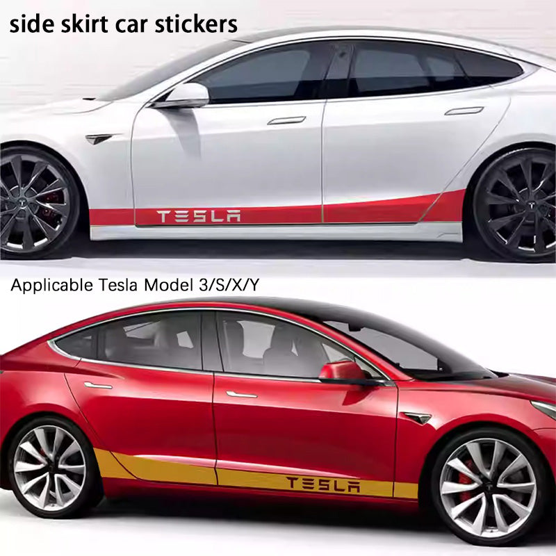 CUTIM Car Door Side Skirt Stripes Sill Sticker Body Decal for Tesla Model S/3/X/Y (2pcs/set)