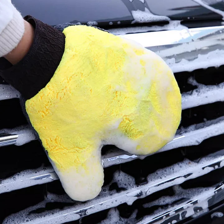 Bear Paw Coral Fleece Car Cleaning Gloves for Tesla Model 3/Y/S/X