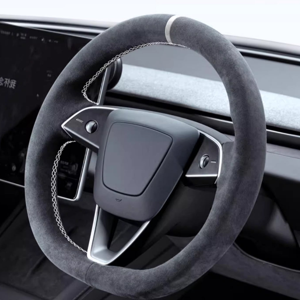 CUTIM Tumbled Fur Steering Wheel Cover for New Model Y / Model 3 Highland