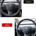 Model 3 / Y Steering Wheel Middle Trim Cover - Real Carbon Fiber Interior Mod