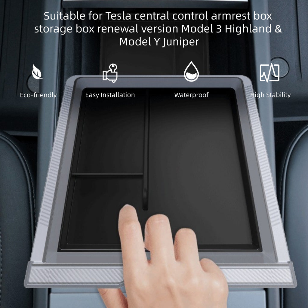 Central Control Armrest Box Storage Box Renewal Version for Tesla Model 3 Highland & Model Y Juniper