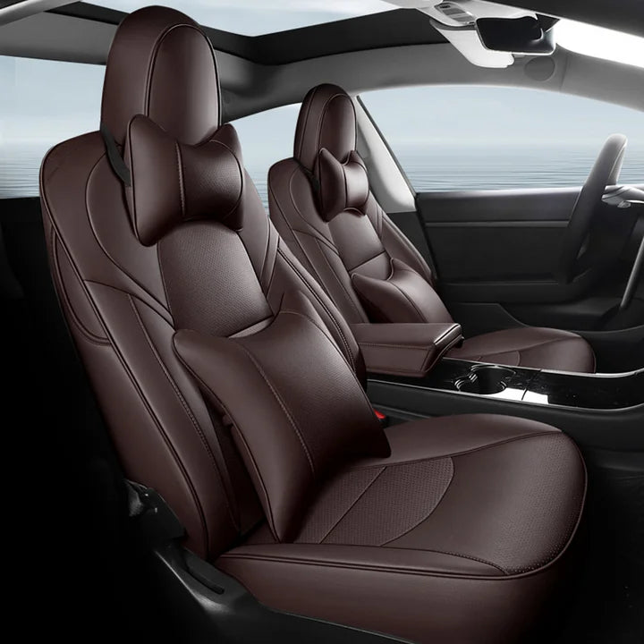CUTIM Genuine Leather Seat Cushions All-Season Seat Covers For Tesla