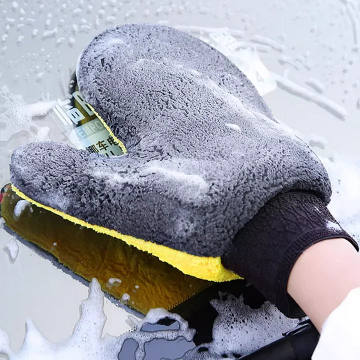 Bear Paw Coral Fleece Car Cleaning Gloves for Tesla Model 3/Y/S/X