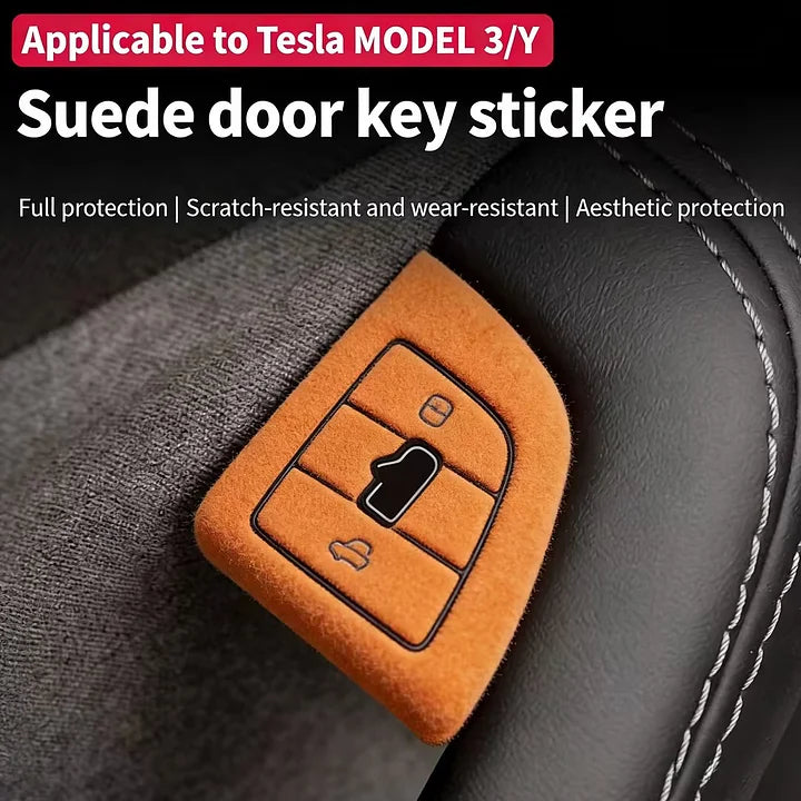 CUTIM Upgraded Tesla Model 3/Y Door Open Button Stickers & Model 3 Window Lift Button Covers