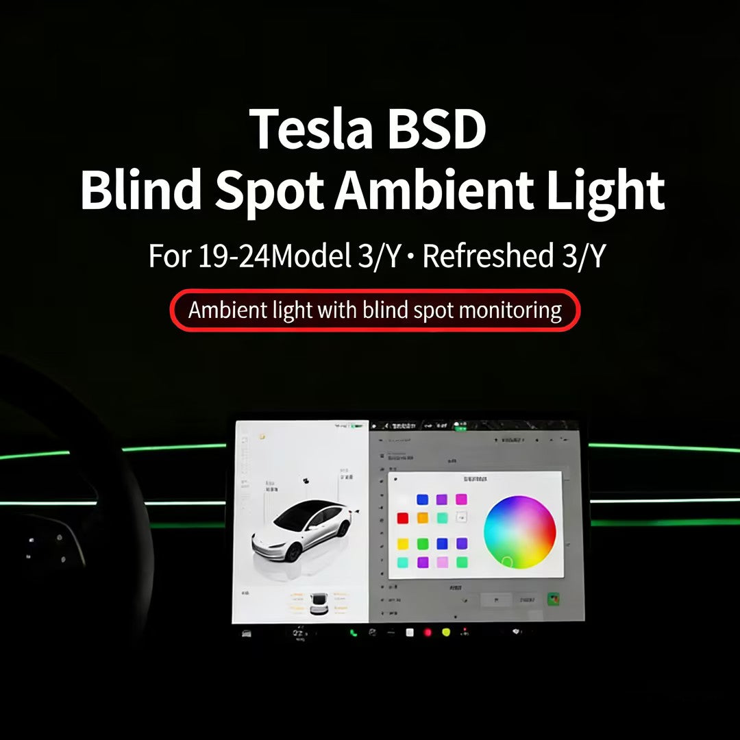 CUTIM Tesla Refreshed Model 3/Y Intelligent BSD Blind Spot Monitoring Ambient Light RGB